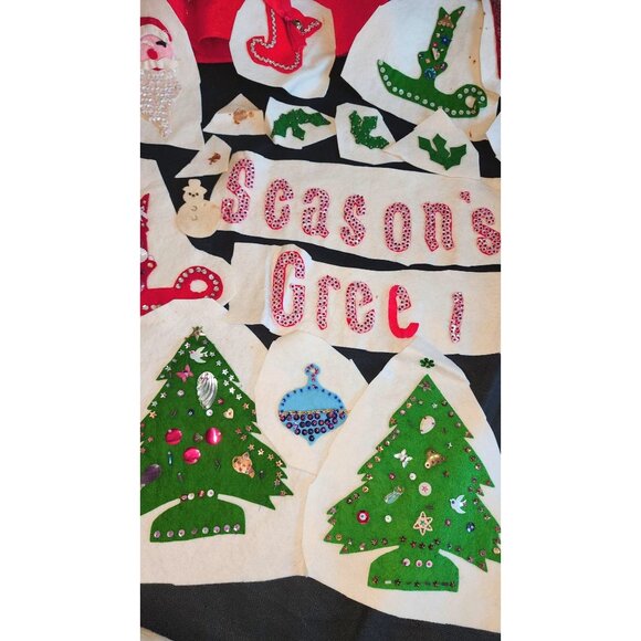 Vintage Christmas Appliqué Decorations Tree Skirt Festive Cutouts Embellishments - Picture 4 of 15